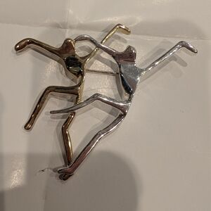 Dual-Tone Dancer Brooch — Gold & Silver Women's Jewelry